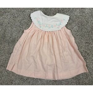 Vintage Thomas Pink Floral Embroidered Peter Pan Collar Dress and Coat Set 2T